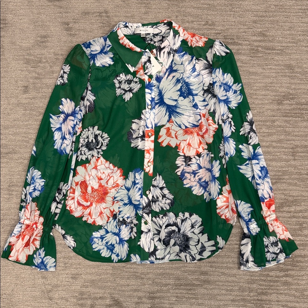 Milly Lacey Petals in Bloom Blouse NWT Size Medium